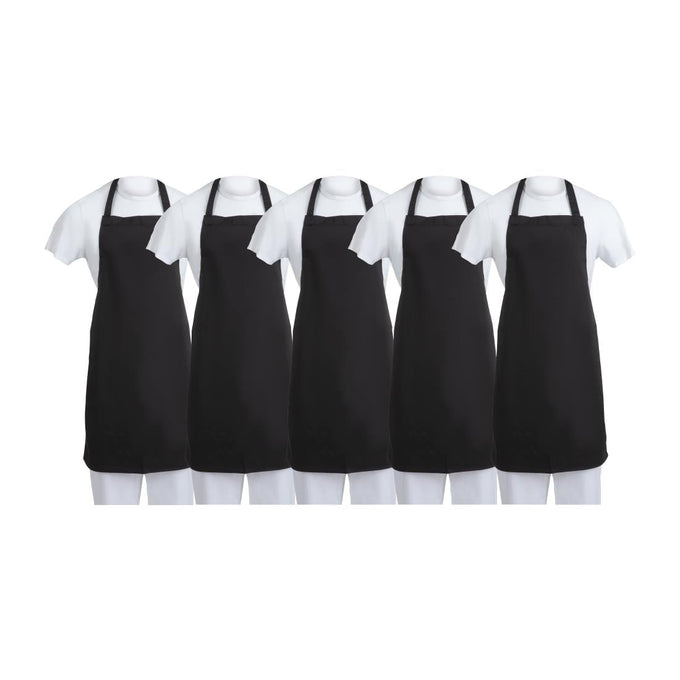 Tabliers bavette en polycoton noirs (lot de 5) - Whites Chefs Clothing