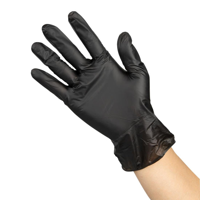 Gants vinyle non poudrés noirs (lot de 100) - Hygiplas