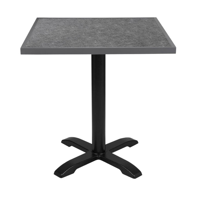 Plateau de table extérieur carré en verre trempé noir brossé bord gris 700 mm - Bolero