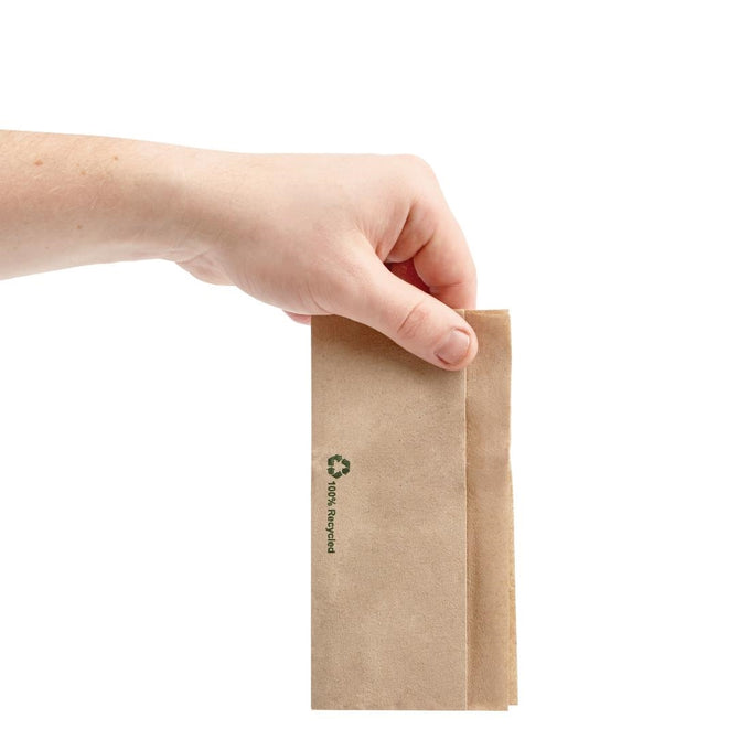 Serviettes kraft recyclées pliées 320 × 300 mm (lot de 6000) - Fiesta Recyclable