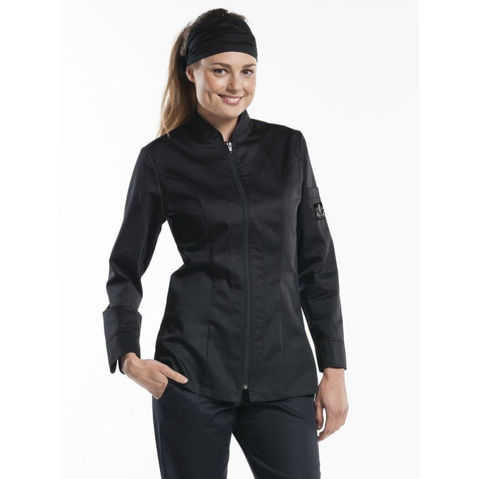 Veste de cuisine femme Monza noire - Chaud Devant