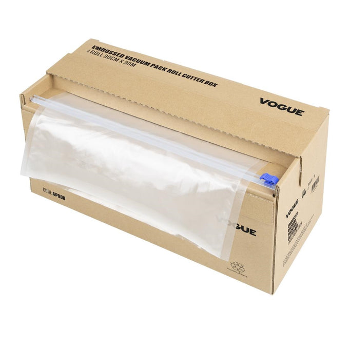 Rouleau d'emballage sous vide avec boîte de découpe (gaufré), largeur 300 mm - Vogue