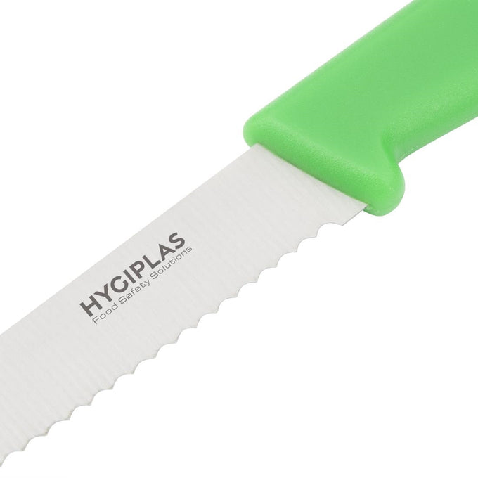 Couteau dentelé vert 100 mm - Hygiplas