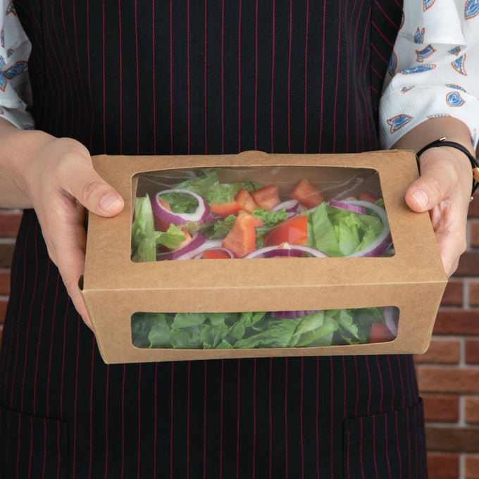 Boîtes salade avec fenêtre PET 1600 ml (lot de 100) - Fiesta Recyclable