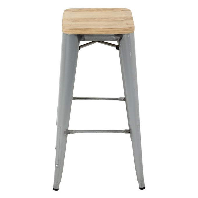 Tabourets hauts en acier galvanisé avec assise en bois Bistro (lot de 4) - Bolero