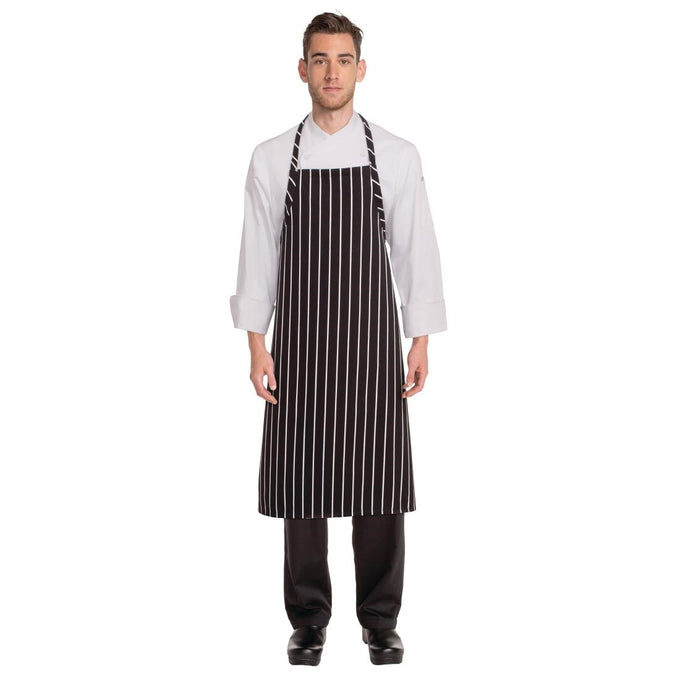 Tablier bavette tissé Premium rayures noires et blanches - Chef Works