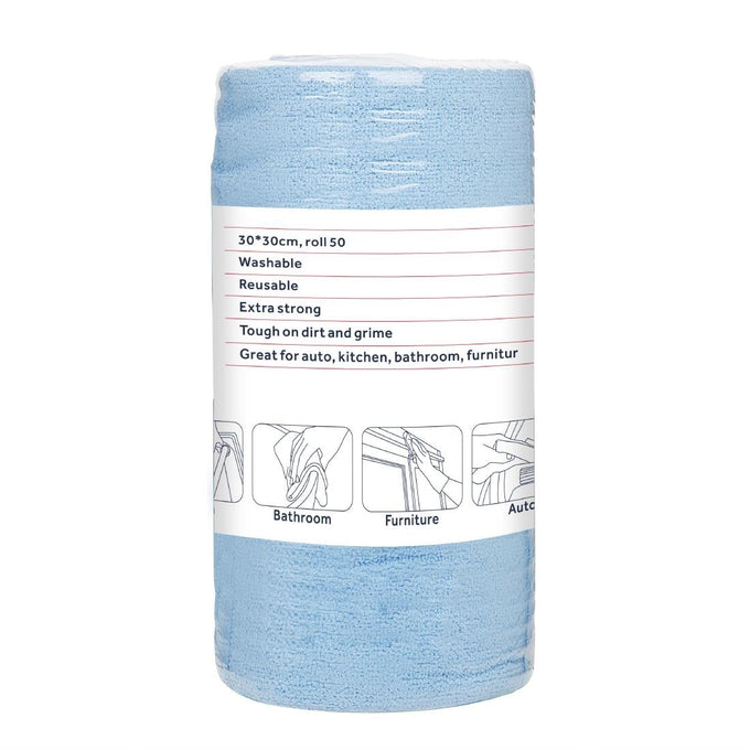 Chiffons en microfibre bleus 300 × 300 mm (lot de 50)