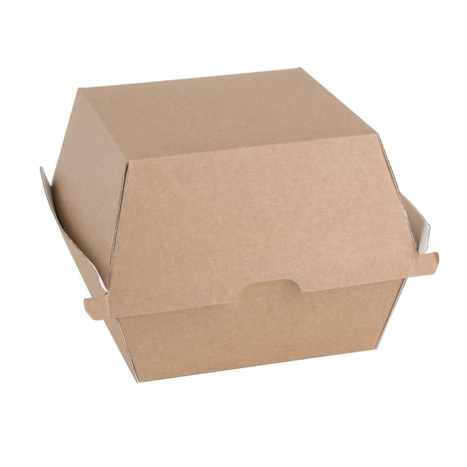 Grandes boîtes hamburger compostables kraft 112 mm (lot de 150) - Fiesta Compostable
