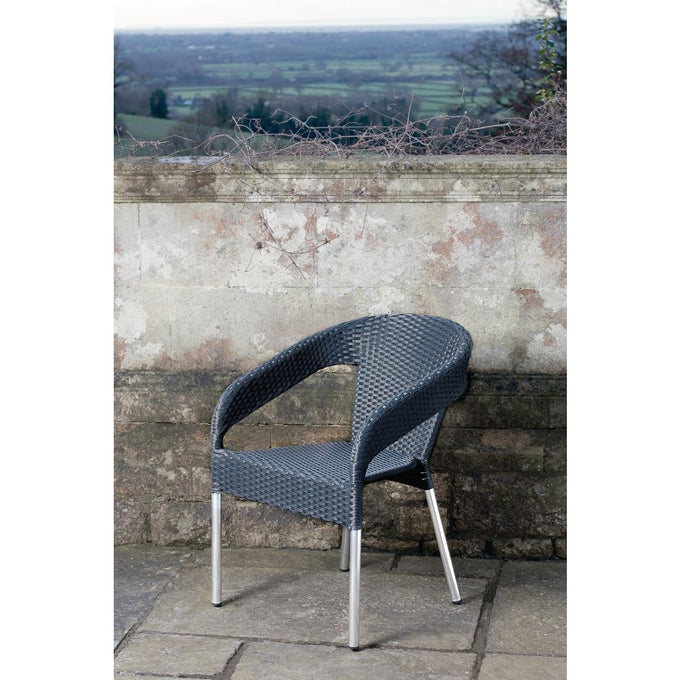 Fauteuils enveloppants bistro en rotin PE anthracite (lot de 4) - Bolero