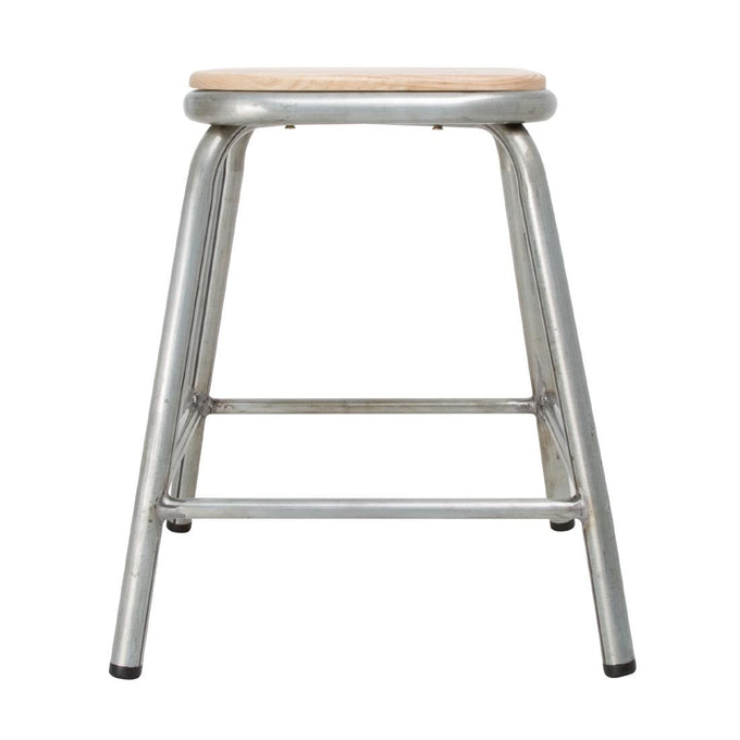 Tabouret bas en acier galvanisé avec assise en bois Cantina (lot de 4) - Bolero