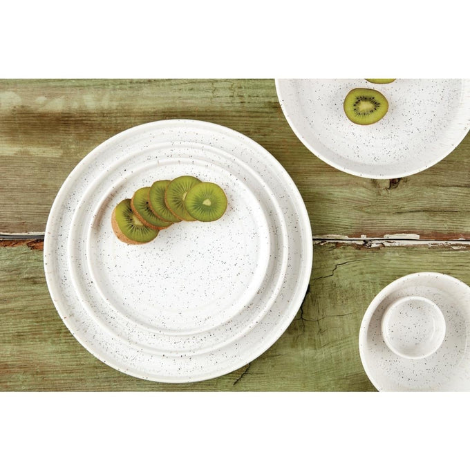 Assiettes plates rondes Cavolo blanc moucheté 270 mm (lot de 4) - Olympia