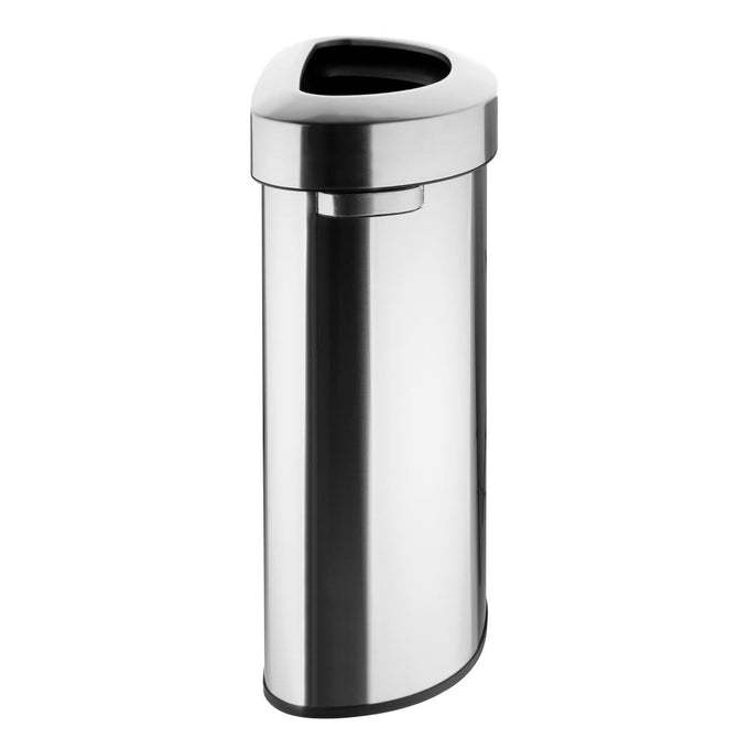 Poubelle en D en acier brossé avec couvercle ouvert 86 L - Bolero