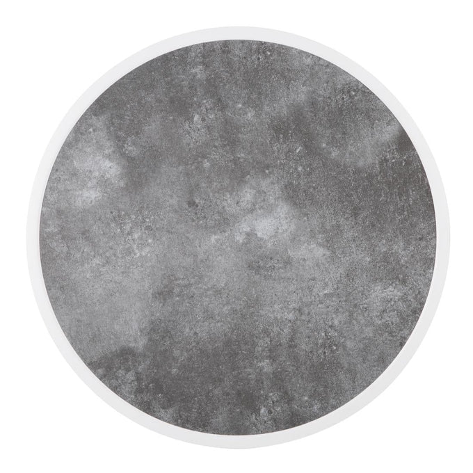 Plateau de table extérieur rond en verre trempé effet pierre foncée bord blanc 580 mm - Bolero