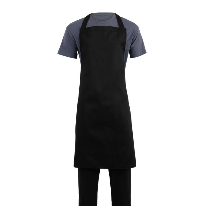 Tablier bavette polyester-coton noir XL - Whites Chefs Clothing
