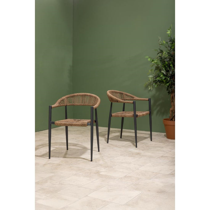 Fauteuils d'extérieur en rotin PE tressé Eden naturels (lot de 4) - Bolero