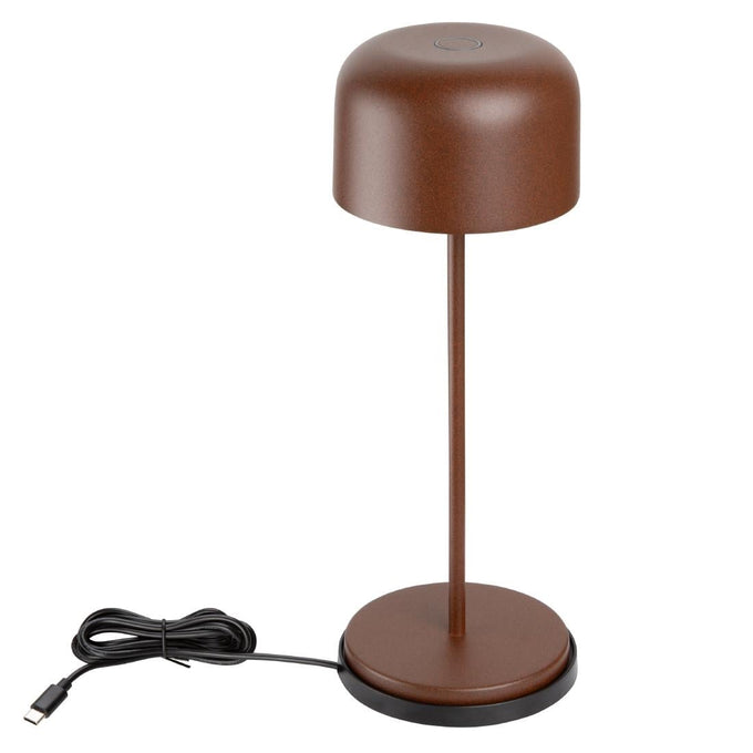 Lampe de table avec abat-jour rond Lucca marron 300 mm - Olympia