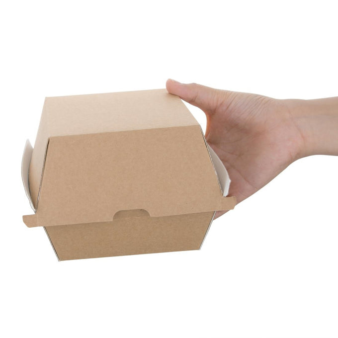 Grandes boîtes hamburger compostables kraft 112 mm (lot de 150) - Fiesta Compostable