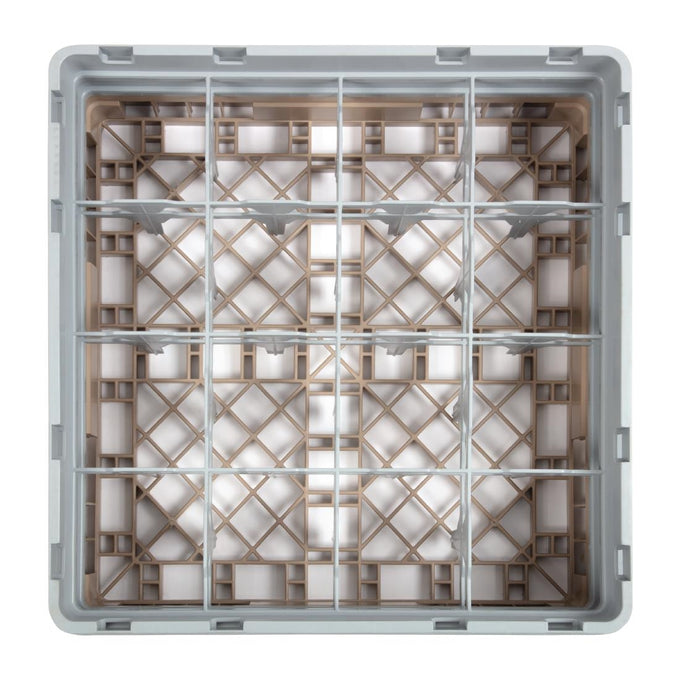 Casier à verres 16 compartiments Camrack beige hauteur max 133 mm - Cambro