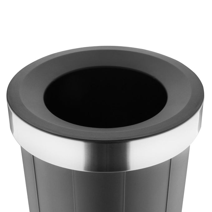 Poubelle ronde noire en polypropylène avec couvercle ouvert 60 L - Bolero