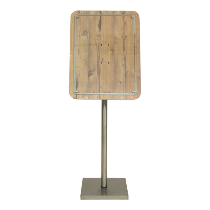 Porte-menu en bois 4xA4 avec poteau et socle - Securit