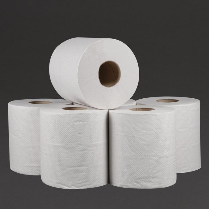 Bobines blanches 2 plis à dévidage central (lot de 6) - Jantex