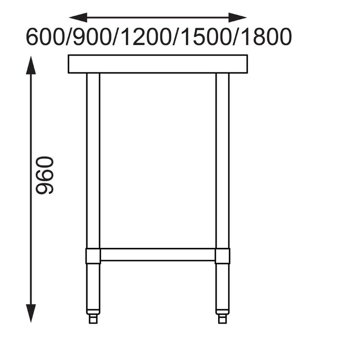Table en acier inoxydable sans rebord 1200 × 700 mm - Vogue