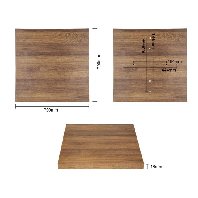 Plateau de table carré 700 mm effet bois chêne rustique - Bolero