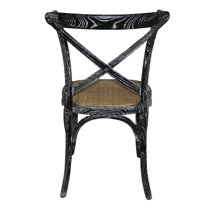 Chaises en bois patiné avec dossier croisé noires (lot de 2) - Bolero