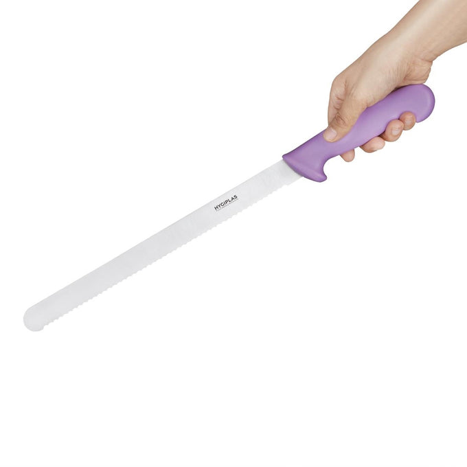 Couteau à génoise dentelé violet 30,5 cm - Hygiplas