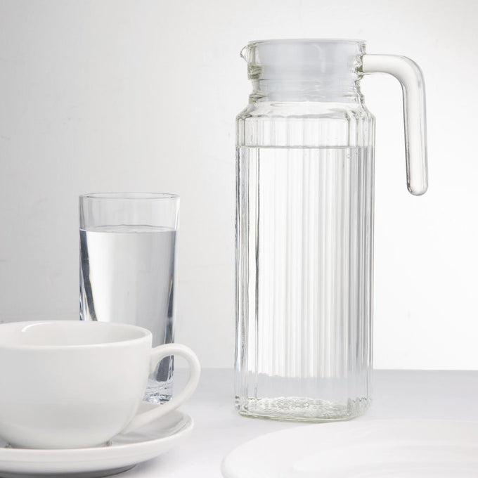 Pichet rainuré en verre (lot de 6) - Olympia