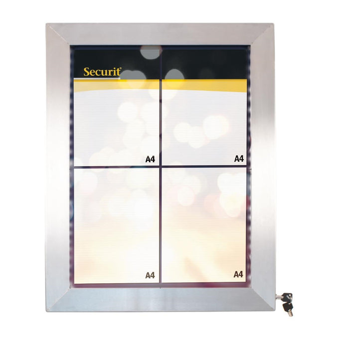 Porte-menu mural à LED couleurs en inox 4xA4 - Securit