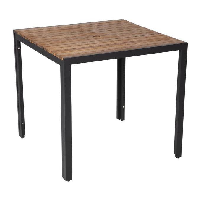 Table carrée en acier et acacia 80 cm - Bolero