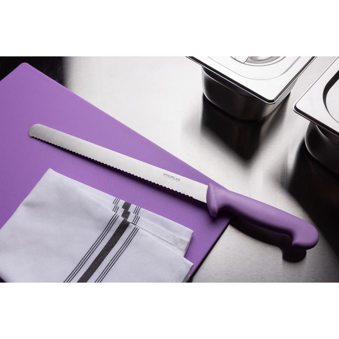 Couteau à génoise dentelé violet 30,5 cm - Hygiplas