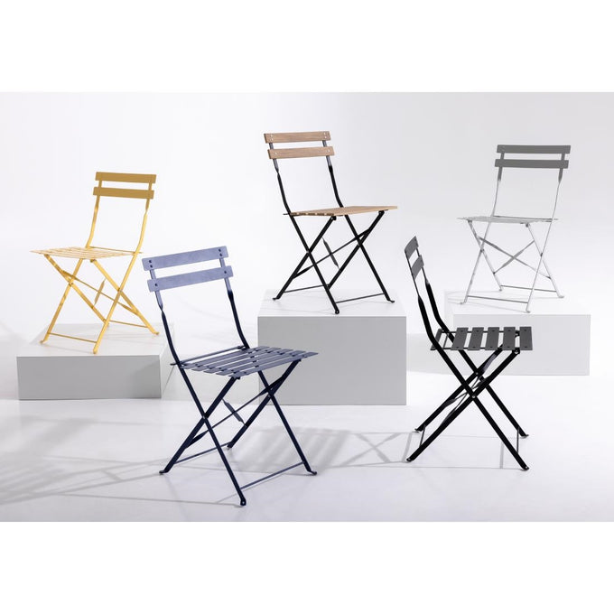 Chaises de terrasse pliantes en acier Perth jaunes (lot de 2) - Bolero