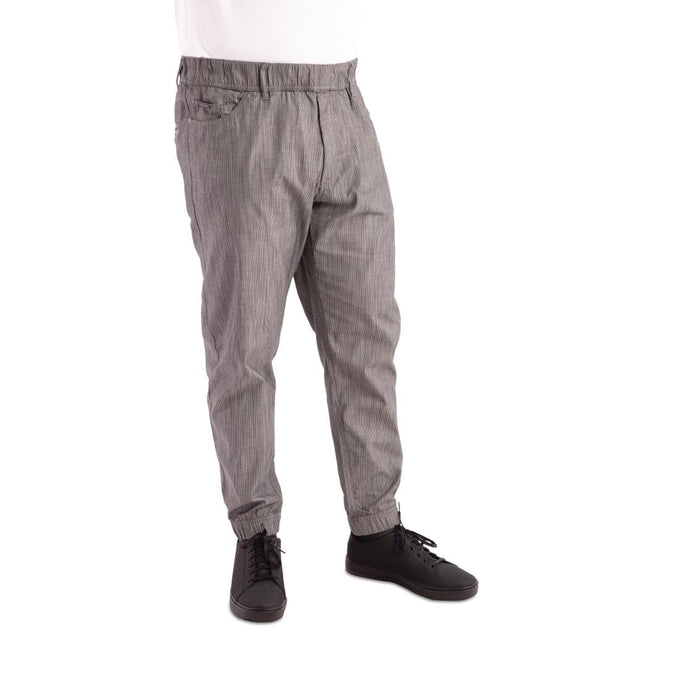 Pantalon de cuisine Works Urban Jogger 257 à fines rayures noires et blanches - Chef Works