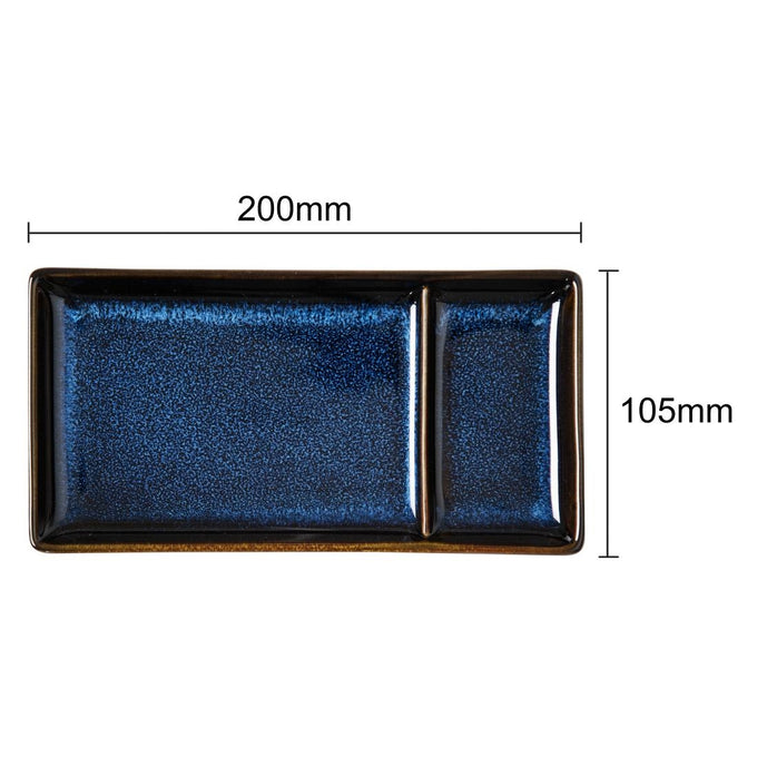 Assiettes à compartiment rectangulaires Luna bleu nuit 204 × 105 mm (lot de 6) - Olympia