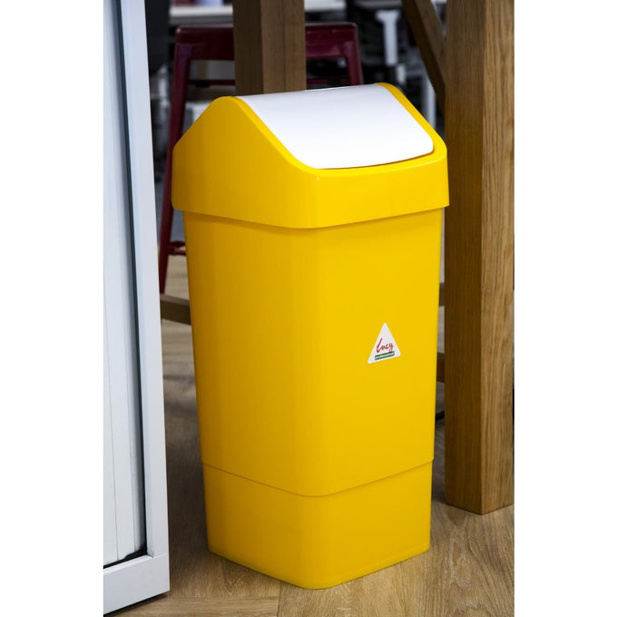 Poubelle polypropylène à couvercle battant SYR jaune 50 L - Scot Young