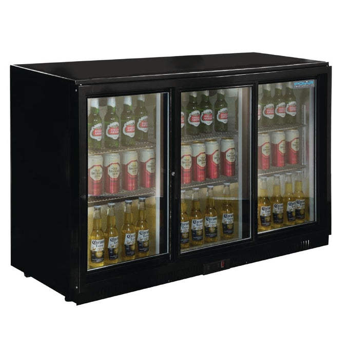 Arrière-bar trois portes coulissantes Série G noir 330 L - Polar