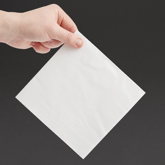 Serviettes snacking 2 plis pliage 1/4 330 mm blanches (lot de 2000) - Fiesta Recyclable