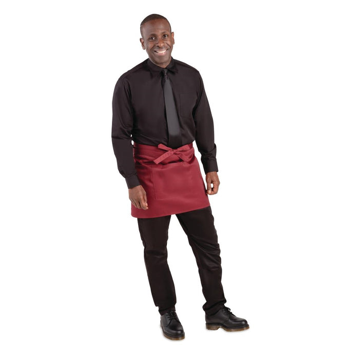 Tablier serveur court bordeaux - Whites Chefs Clothing