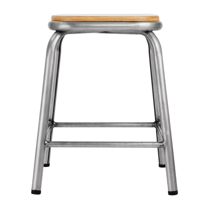 Tabouret bas en acier galvanisé avec assise en bois Cantina (lot de 4) - Bolero