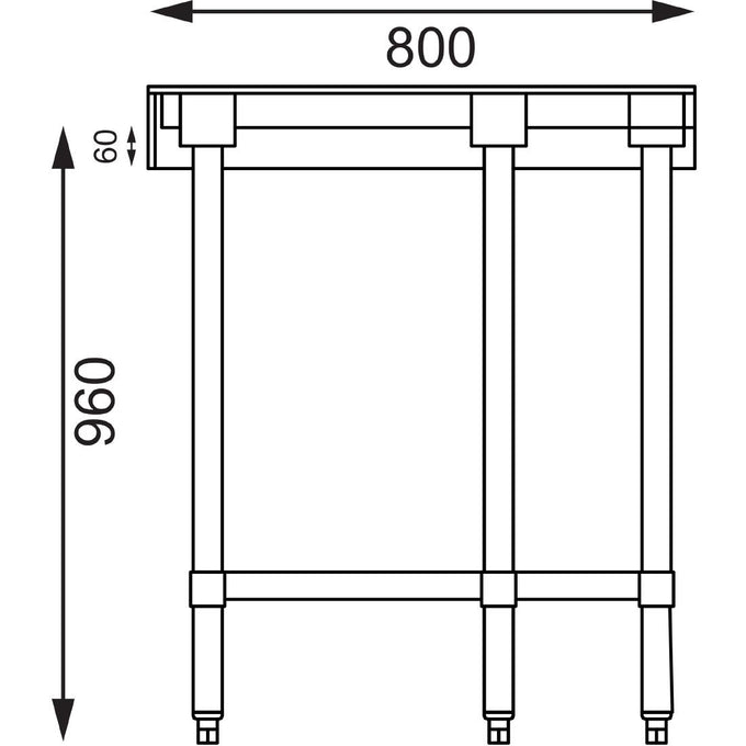 Table d'angle inox 600 mm - Vogue