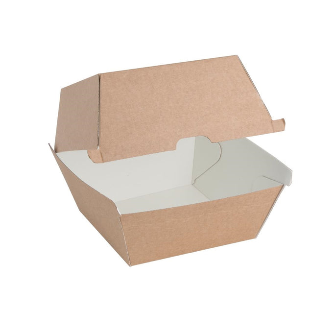 Grandes boîtes hamburger compostables kraft 112 mm (lot de 150) - Fiesta Compostable