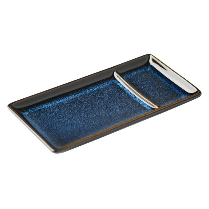 Assiettes à compartiment rectangulaires Luna bleu nuit 204 × 105 mm (lot de 6) - Olympia