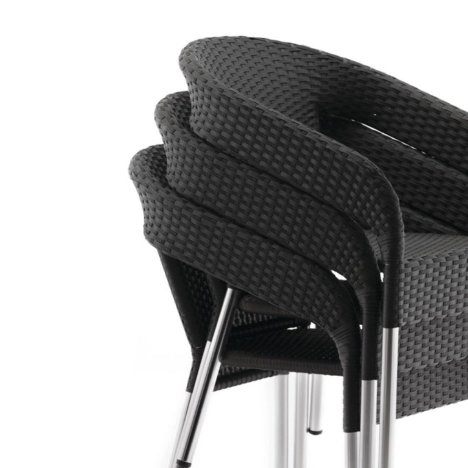 Fauteuils enveloppants bistro en rotin PE anthracite (lot de 4) - Bolero