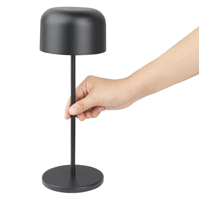 Lampe de table avec abat-jour rond Lucca noire 300 mm - Olympia