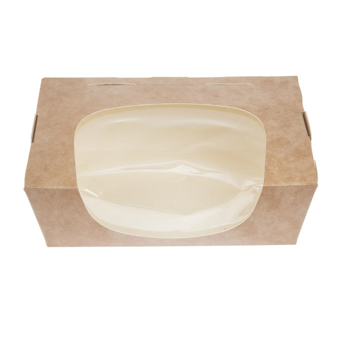 Barquettes à salade kraft recyclables avec fenêtre acétate 825 ml (lot de 200) - Colpac