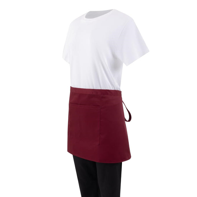Tablier serveur court bordeaux - Whites Chefs Clothing