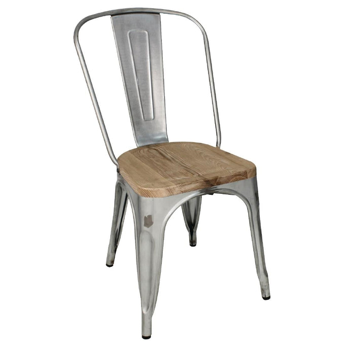 Chaises en acier avec assise en bois (lot de 4) - Bolero