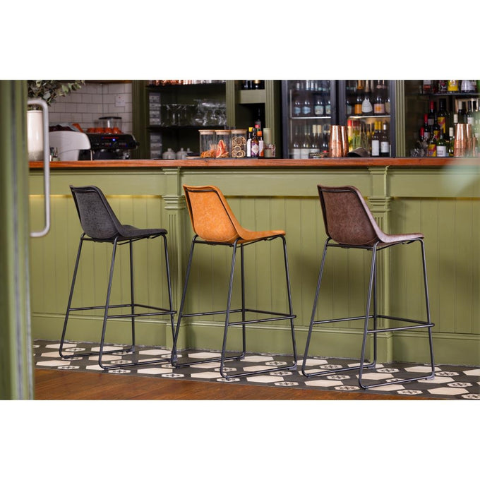 Tabouret haut Rodeo camel - L 565 x P 530 x H 1060 mm - Bolero